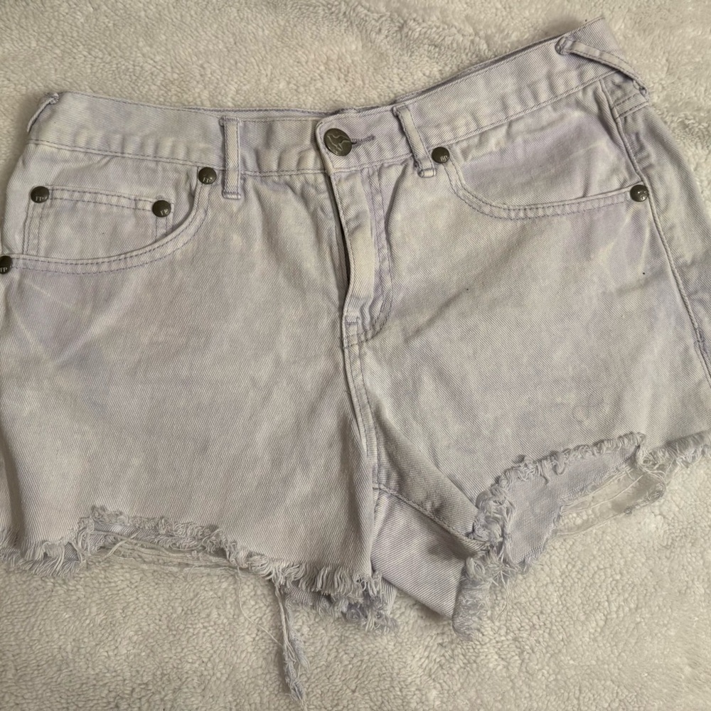 Free People Pale Lavender Cutoff Denim Shorts
